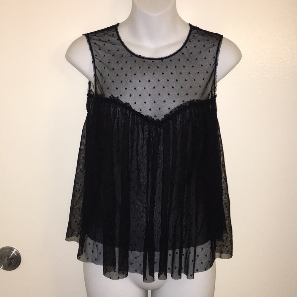 Bebe Black Sheer Sleeveless Top